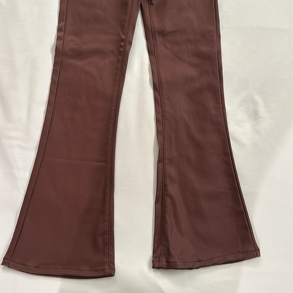 Brown Leather Flare Pants - Picture 3 of 4